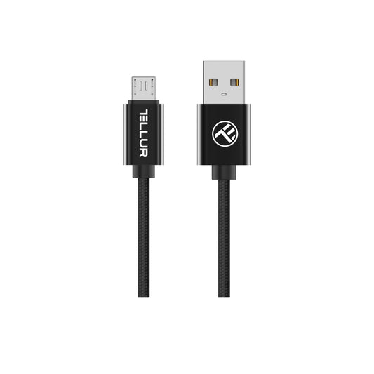 Cablu Braid Tellur Micro-USB, 2m, negru