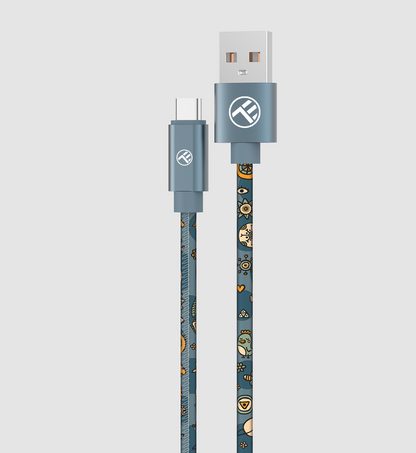 Cablu Graffiti Tellur USB to Type-C 3A 1m albastru