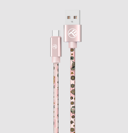 Cablu Graffiti Tellur USB to Type-C 3A 1m roz