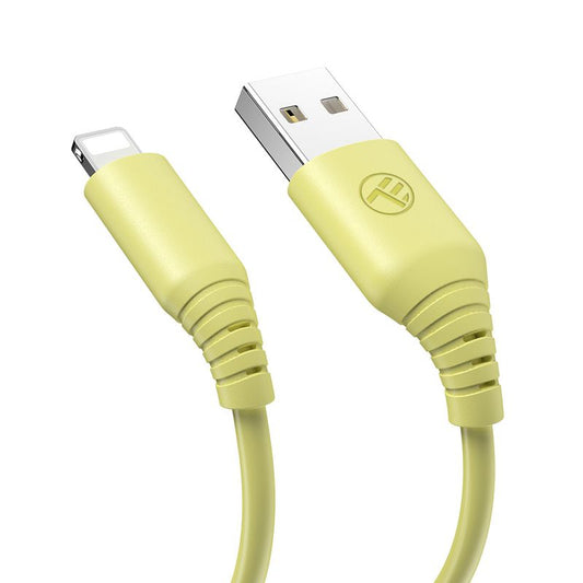 Cablu silicon USB to Lighting 3A 1m galben