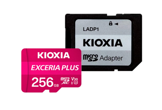 Card de memorie microSD Kioxia Exceria Plus (M303) 256GBUHS I U3+ adaptor LMPL1M256GG2